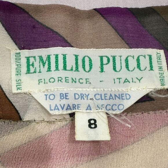 Vintage Emilio Pucci 100% Silk Midi Geometric Patterned Dress Size 8 - Picture 9 of 9